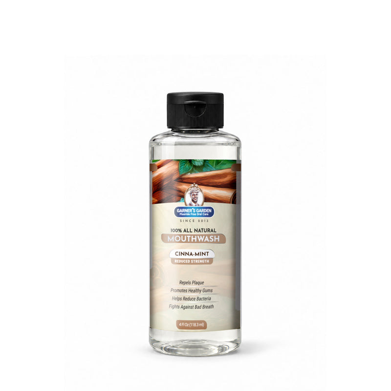Garner's Garden Travel Sized - Natural Mouthwash | H2O2 | Fluoride Free Oral Care White Smoke 4 oz / Reduced Strength / Cinna Mint