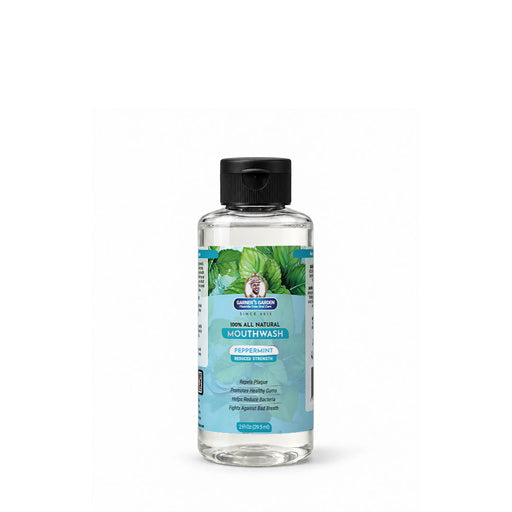Garner's Garden Travel Sized - Natural Mouthwash | H2O2 | Fluoride Free Oral Care White Smoke 2 oz / Reduced Strength / Peppermint (Original)