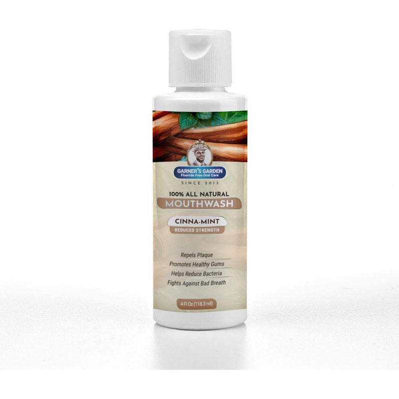 Garner's Garden Travel Sized - Natural Mouthwash | H2O2 | Fluoride Free Oral Care White Smoke 4 oz / Reduced Strength / Cinna Mint