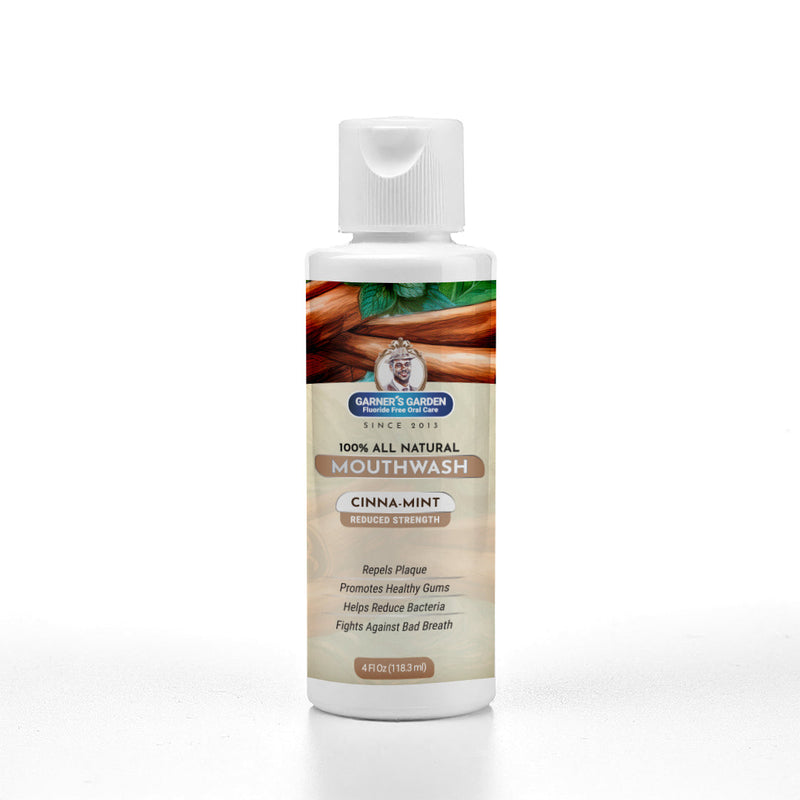Garner's Garden Travel Sized - Natural Mouthwash | H2O2 | Fluoride Free Oral Care White Smoke 4 oz / Reduced Strength / Cinna Mint
