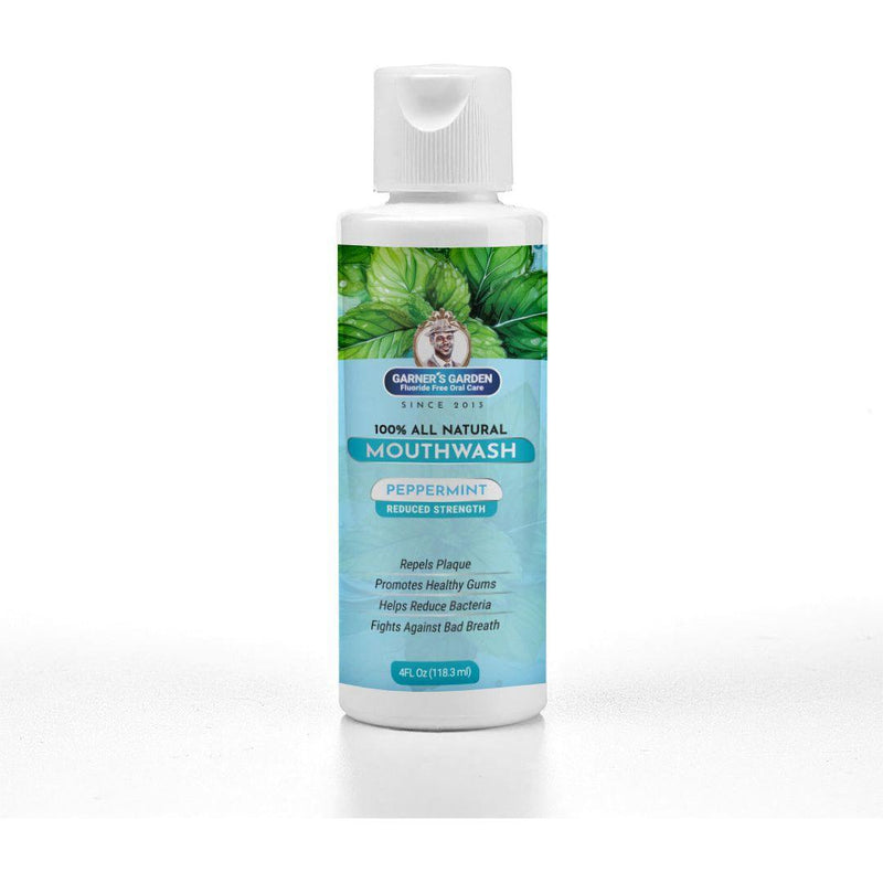 Garner's Garden Travel Sized - Natural Mouthwash | H2O2 | Fluoride Free Oral Care White Smoke 4 oz / Reduced Strength / Peppermint (Original)