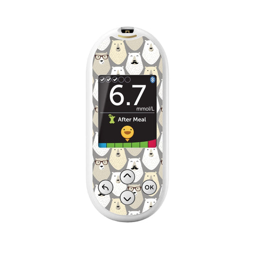 Peelz Mr. Bear for OneTouch Verio Reflect Glucometer Peelz/Stickers White Smoke