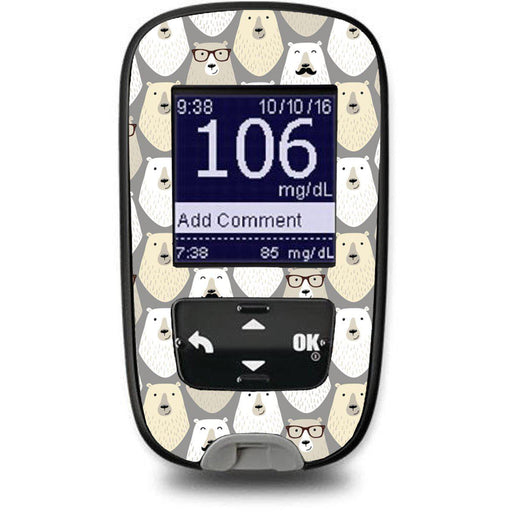 Peelz Mr. Bear for the Accu-Chek Guide Glucometer Peelz/Stickers White Smoke