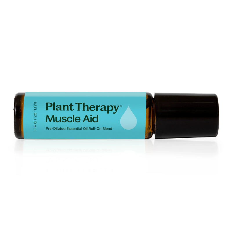 Plant Therapy Muscle Aid Essential Oil Blend Pre-Diluted Roll-On Essential Oil Black 10 mL