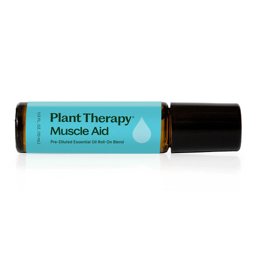 Plant Therapy Muscle Aid Essential Oil Blend Pre-Diluted Roll-On Essential Oil Black 10 mL