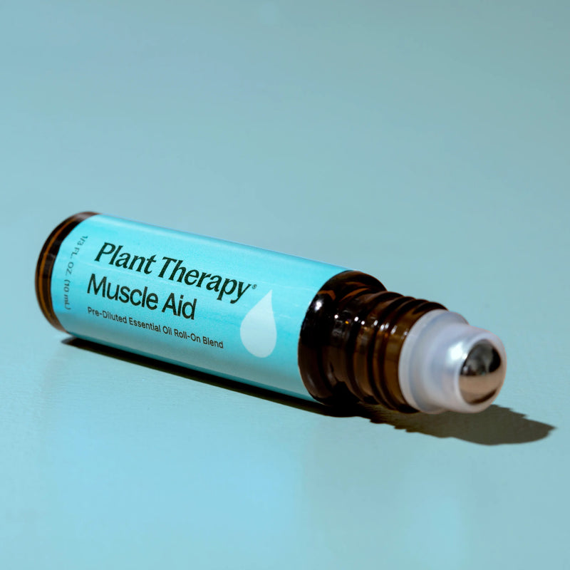 Plant Therapy Muscle Aid Essential Oil Blend Pre-Diluted Roll-On Essential Oil Sky Blue 10 mL