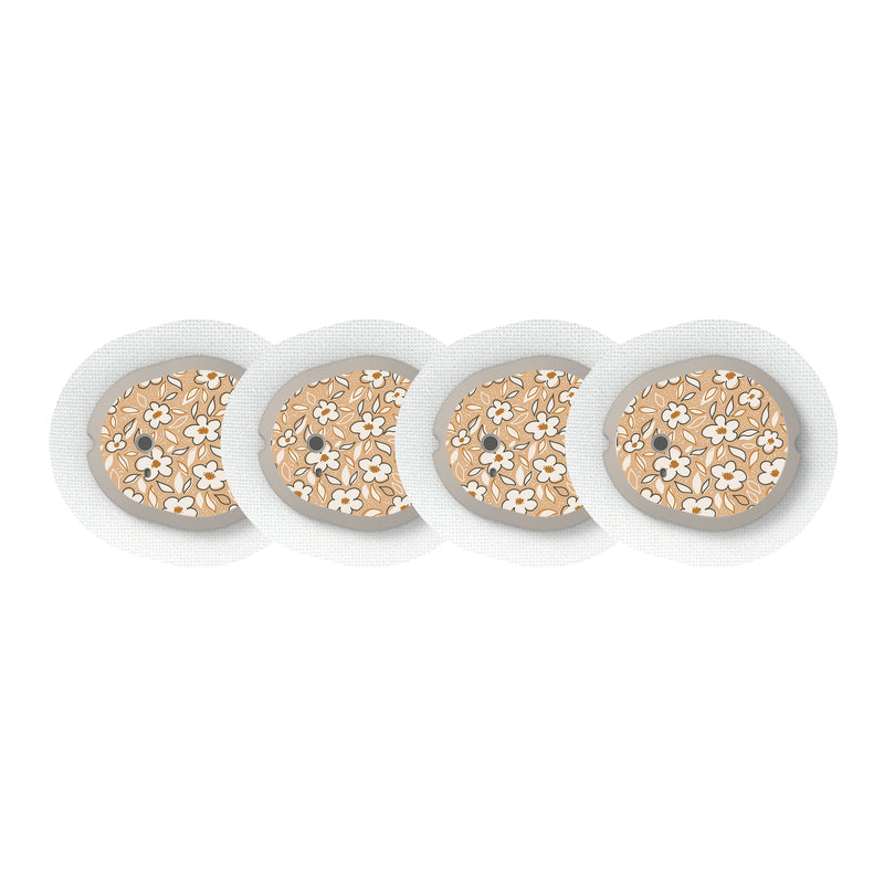 Peelz Muted Floral Designed for the DEXCOM G7 and Stelo Transmitter Peelz/Stickers White Smoke 4-pack (Set of 4 Stickers)