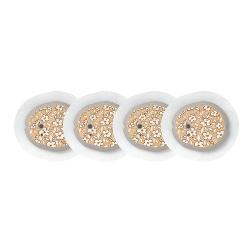 Peelz Muted Floral Designed for the DEXCOM G7 and Stelo Transmitter Peelz/Stickers White Smoke 4-pack (Set of 4 Stickers)