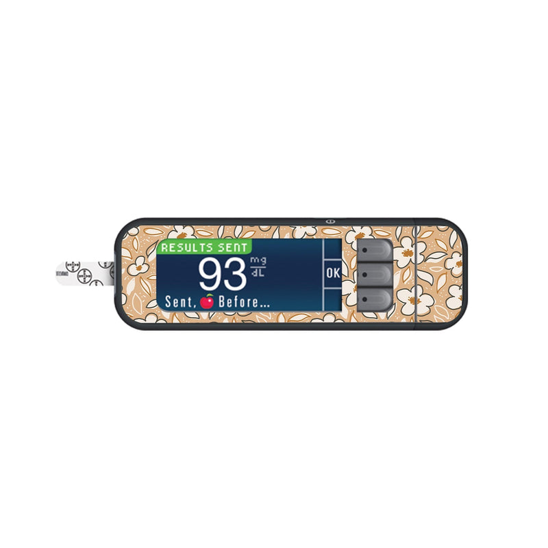 Peelz Muted Floral for Bayer Contour Next Glucometer Peelz/Stickers White Smoke