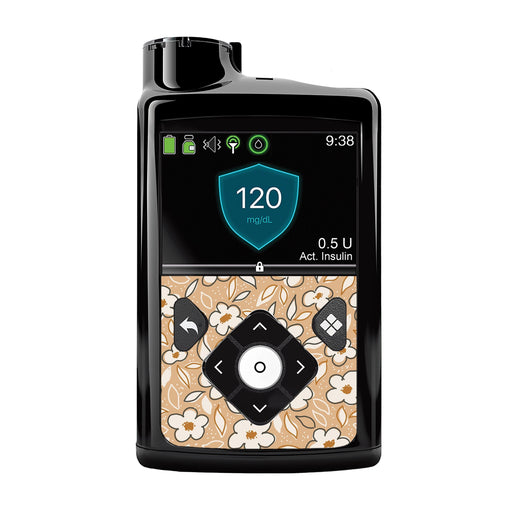 Peelz Muted Floral for Medtronic MiniMed 770G & 780G Peelz/Stickers Black Whole System Peelz (front back + clip),Front Peelz,Back and Clip Peelz