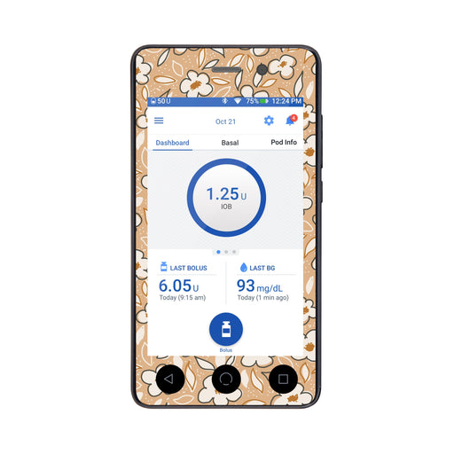 Peelz Muted Floral Sticker for Omnipod DASH® PDM – Pump Peelz Peelz/Stickers White Smoke Whole System Peelz (front + case),Front Peelz,Case Peelz