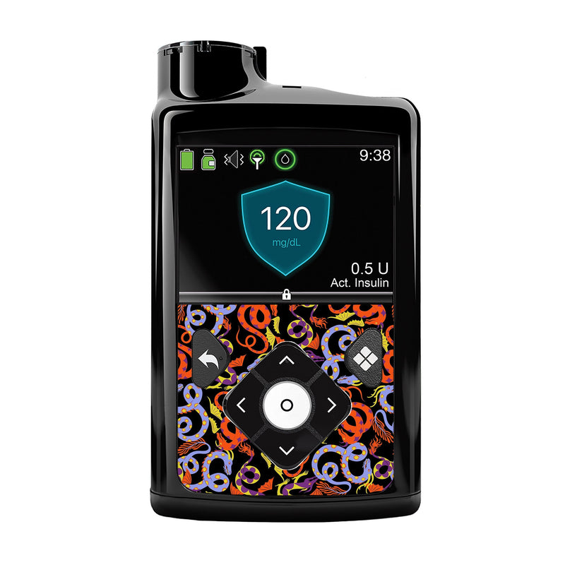 Peelz Mystic Dragons Sticker for Medtronic MiniMed 770G & 780G Peelz/Stickers Black Front Peelz