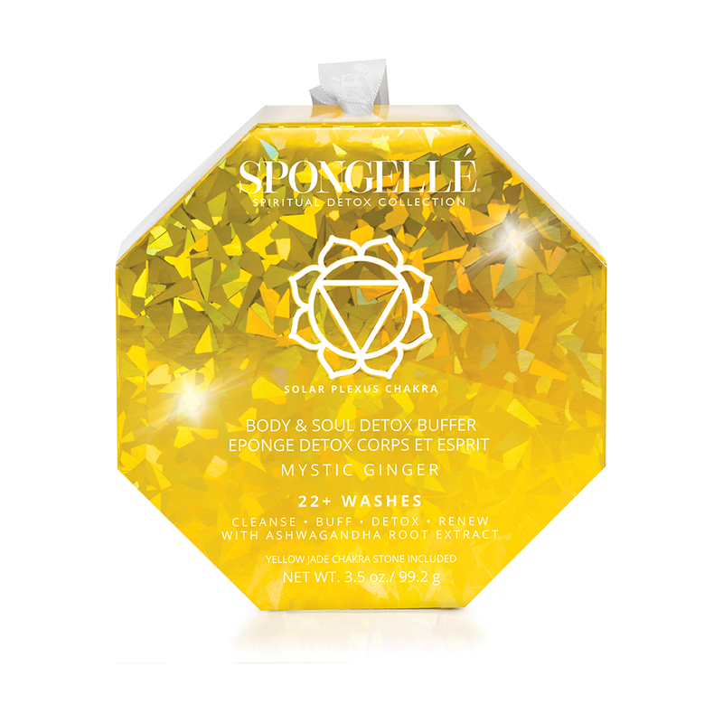 Spongellé Mystic Ginger | Spiritual Detox (Yellow Jade) Body Wash Infused Buffer White Smoke
