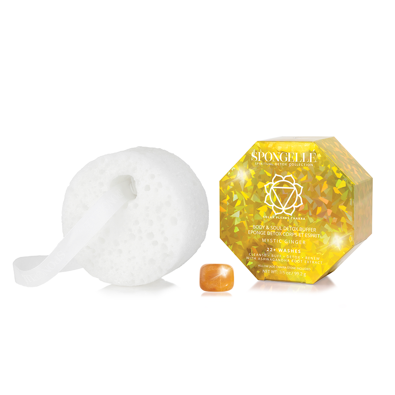 Spongellé Mystic Ginger | Spiritual Detox (Yellow Jade) Body Wash Infused Buffer White Smoke