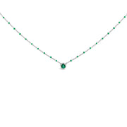 Bids.com Sterling Silver Lab Created Emerald Bead Chain Necklace Necklaces White Smoke White.Sterling Silver / 18