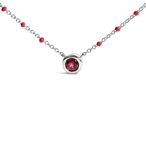 Bids.com Sterling Silver Rhodolite Enamel Bead Chain Necklace 18 Inch Necklaces White Smoke White.Sterling Silver / 18