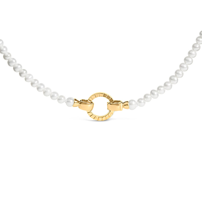 Bids.com 18K Yellow Gold Vermeil Pearl Strand Infinity Necklace Necklaces White Smoke Yellow.Sterling Silver / 16.5