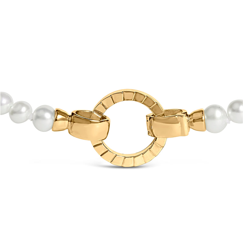 Bids.com 18K Yellow Gold Vermeil Pearl Strand Infinity Necklace Necklaces White Smoke Yellow.Sterling Silver / 16.5
