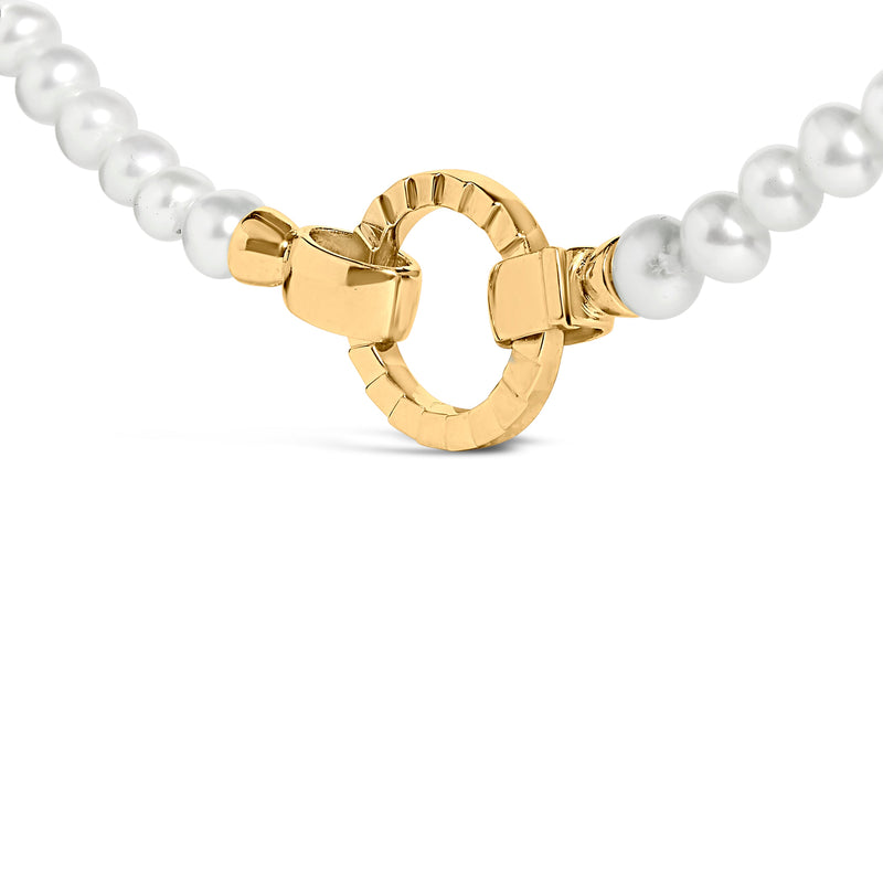Bids.com 18K Yellow Gold Vermeil Pearl Strand Infinity Necklace Necklaces White Smoke Yellow.Sterling Silver / 16.5