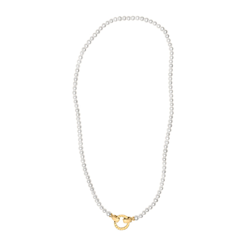 Bids.com 18K Yellow Gold Vermeil Pearl Strand Infinity Necklace Necklaces White Smoke Yellow.Sterling Silver / 16.5