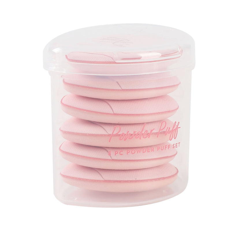 Prolux Cosmetics Mini Powder Puff Set Light Gray PEACH,HOT PINK,BLUE,PURPLE,YELLOW,PINK