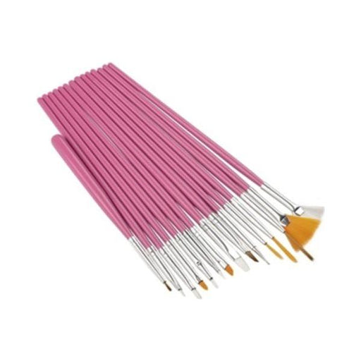 minimanimoo Pink Nail Art Brush Set 15 Pc Nail Brushes/tools Pale Violet Red