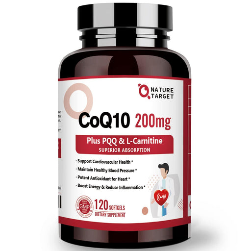 Nature Target CoQ10 + PQQ + L-Carnitine, 200mg, 120 Softgels CoQ10 White Smoke
