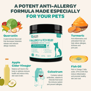Nature Target Dogs & Cats Allergy Relief Chews, 3 Billion CFUs Pet Vitamins Supplements Seashell 120 Chews / Chicken
