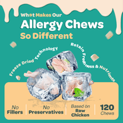 Nature Target Dogs & Cats Allergy Relief Chews, 3 Billion CFUs Pet Vitamins Supplements Light Sea Green 120 Chews / Chicken