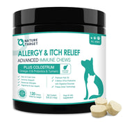 Nature Target Dogs & Cats Allergy Relief Chews, 3 Billion CFUs Pet Vitamins Supplements White Smoke 120 Chews / Chicken