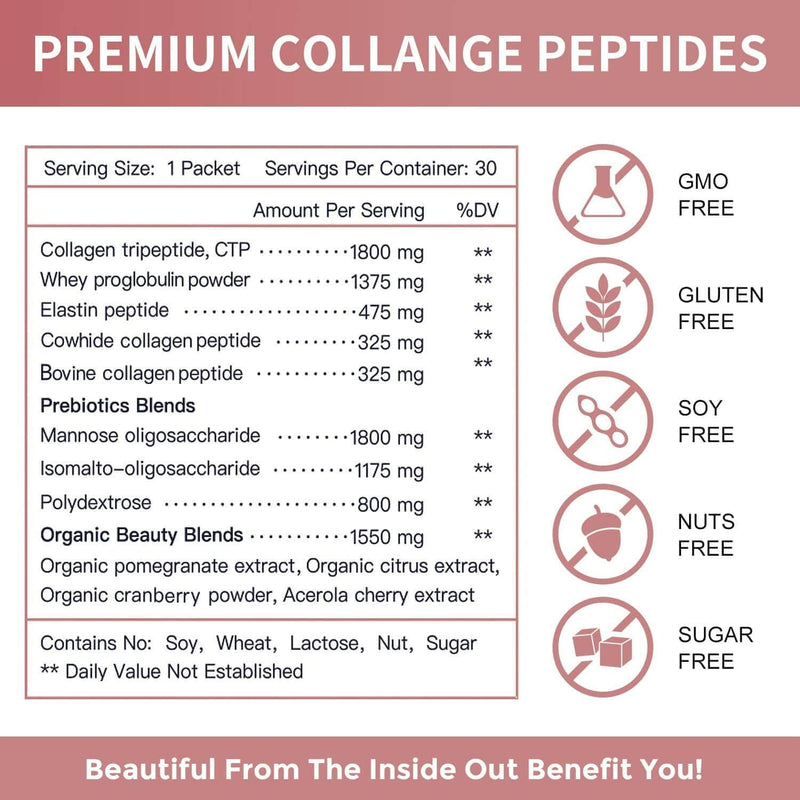 Nature Target Collagen Hair, Skin & Nails Peptides, 30 Packets Collagen White Smoke