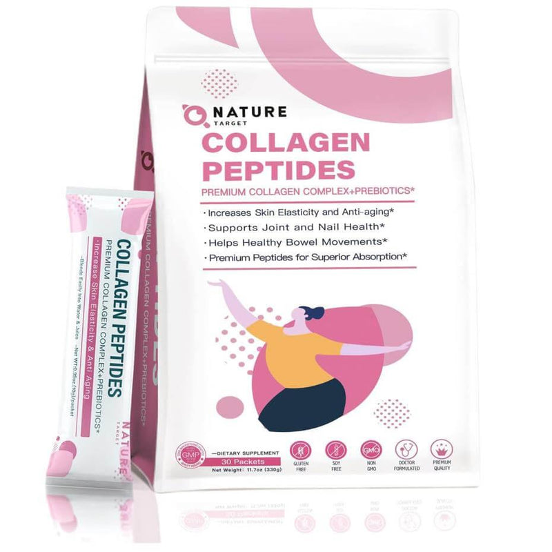 Nature Target Collagen Hair, Skin & Nails Peptides, 30 Packets Collagen White Smoke
