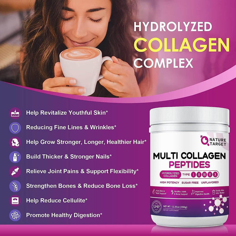 Nature Target Women’s Hydrolyzed Collagen Powder, 12.35 OZ Collagen Dark Magenta