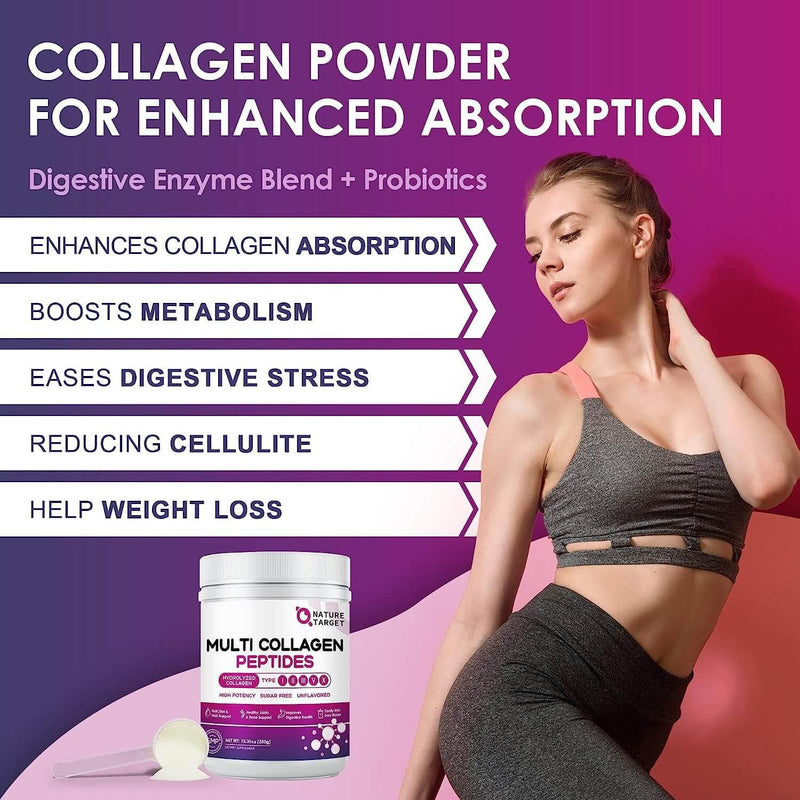 Nature Target Women’s Hydrolyzed Collagen Powder, 12.35 OZ Collagen White Smoke