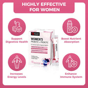 Nature Target Women’s Probiotic & Prebiotic Powder, 50 Billion CFUs, 30 Packs Probiotic White Smoke