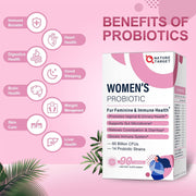 Nature Target Women's Probiotics for Vaginal + Urinary Health, 60B CFUs, 90 Tablets Probiotic Pink