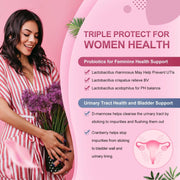 Nature Target Women's Probiotics for Vaginal + Urinary Health, 60B CFUs, 90 Tablets Probiotic Pink