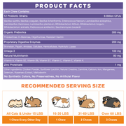 Nature Target Dogs & Cats Omega-3 Probiotic Chews with Chicken Flavor, 6B CFUs, 120ct Pet Vitamins Supplements White Smoke