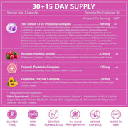 Nature Target Women’s Gut Health Probiotics, 100 Billion CFUs, 90 Veggie Capsules Probiotic Pale Violet Red