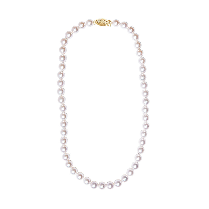 Bids.com 14K Yellow Gold 8.0x8.5mm Akoya Pearl Strand Necklace Necklaces White Smoke Yellow.Gold / 18,White.Gold / 18