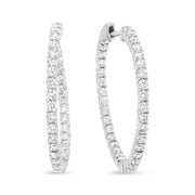 Bids.com 18K White Gold 3 5/8 Cttw Round Diamond Curved Inside-Outside Hoop Earrings (F-G Color, VS1-VS2 Clarity) Earrings White Smoke White.Gold / 3.66