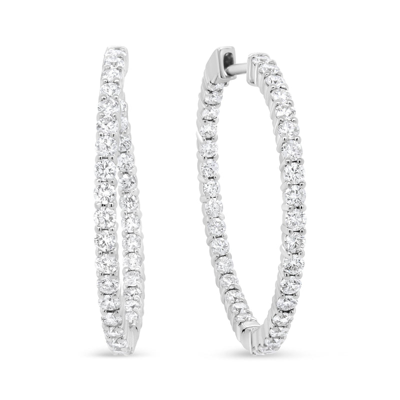 Bids.com 18K White Gold 3 5/8 Cttw Round Diamond Curved Inside-Outside Hoop Earrings (F-G Color, VS1-VS2 Clarity) Earrings White Smoke White.Gold / 3.66