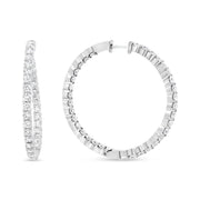 Bids.com 18K White Gold 3 5/8 Cttw Round Diamond Curved Inside-Outside Hoop Earrings (F-G Color, VS1-VS2 Clarity) Earrings White Smoke White.Gold / 3.66