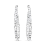Bids.com 18K White Gold 3 5/8 Cttw Round Diamond Curved Inside-Outside Hoop Earrings (F-G Color, VS1-VS2 Clarity) Earrings White Smoke White.Gold / 3.66