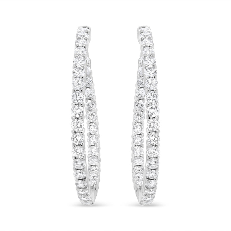 Bids.com 18K White Gold 3 5/8 Cttw Round Diamond Curved Inside-Outside Hoop Earrings (F-G Color, VS1-VS2 Clarity) Earrings White Smoke White.Gold / 3.66