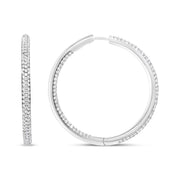 Bids.com 18K White Gold 2.00 Cttw Round-Cut Diamond Inner-Outer Hoop Earrings (F-G Color, VS1-VS2 Clarity) Earrings White Smoke White.Gold / 2.01
