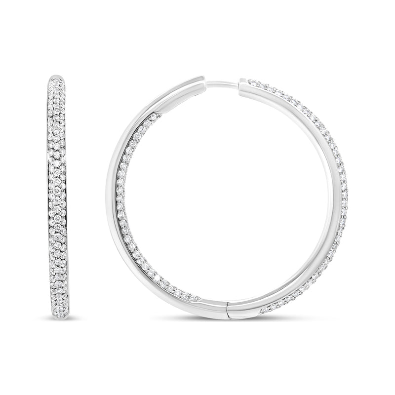 Bids.com 18K White Gold 2.00 Cttw Round-Cut Diamond Inner-Outer Hoop Earrings (F-G Color, VS1-VS2 Clarity) Earrings White Smoke White.Gold / 2.01
