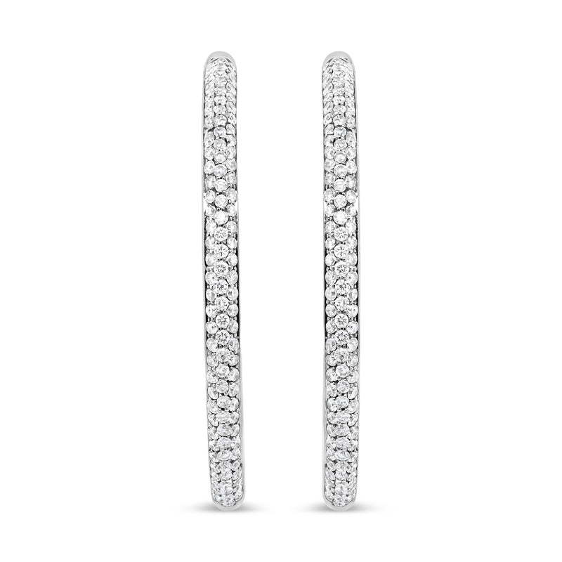 Bids.com 18K White Gold 2.00 Cttw Round-Cut Diamond Inner-Outer Hoop Earrings (F-G Color, VS1-VS2 Clarity) Earrings White Smoke White.Gold / 2.01