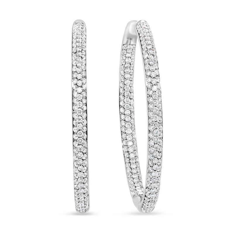 Bids.com 18K White Gold 2.00 Cttw Round-Cut Diamond Inner-Outer Hoop Earrings (F-G Color, VS1-VS2 Clarity) Earrings White Smoke White.Gold / 2.01
