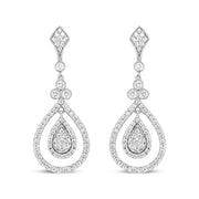 Bids.com 18K White Gold 1 1/4 Cttw Round Diamond Openwork Teardrop-Shaped Dangle Earrings (F-G Color, VS1-VS2 Clarity) Earrings White Smoke White.Gold / 1.26